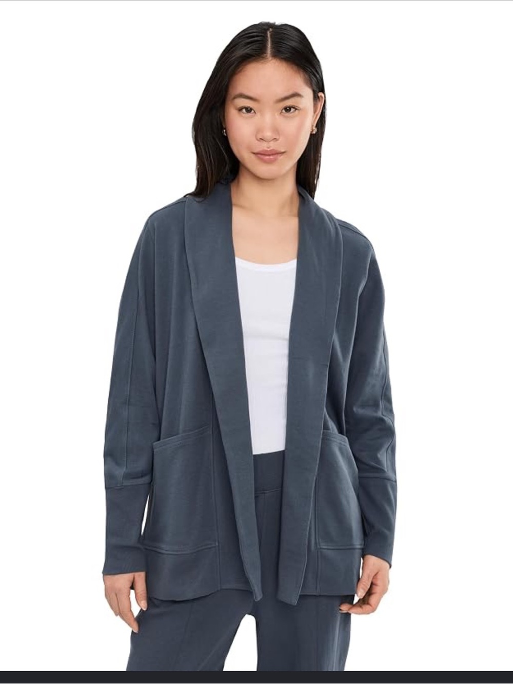 Pact Womens Airplane Wrap Cardigan Size Medium Midnight Blue Top Organic Cotton